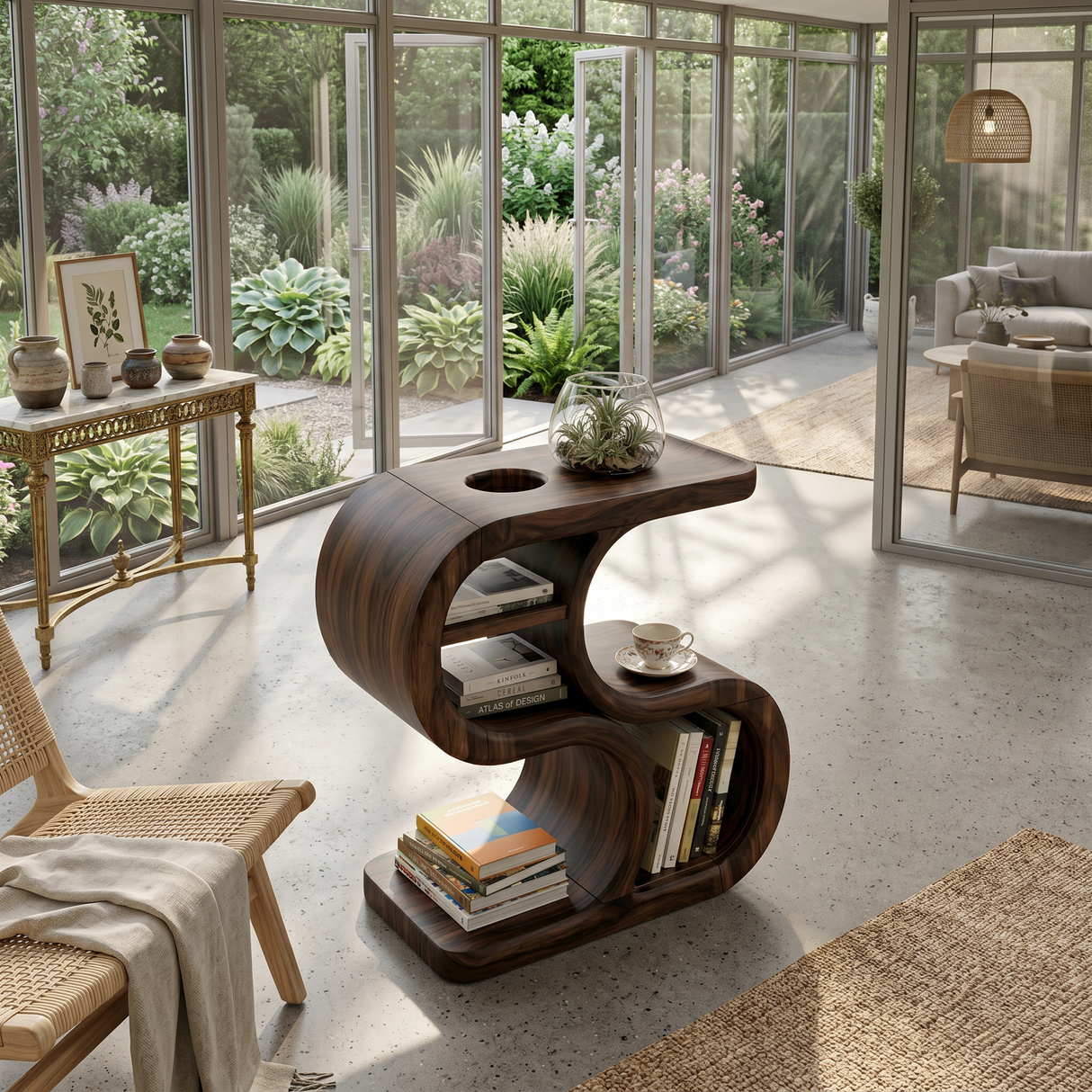 Scandinavian Organic Accent Table For Resort Interior Space