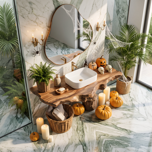 Modern Wooden Live Edge Bathroom Shelf For Furniture Decor Halloween Ideas