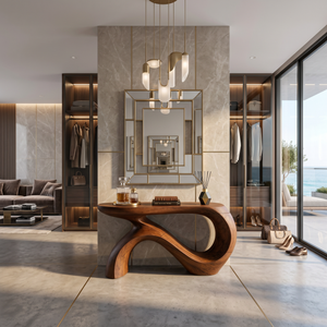 Modern Curved Console Table For Entryway Interior Space