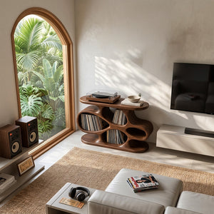 Contemporary Wooden Record Player Cabinet For Music Room