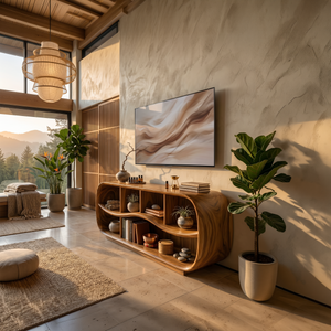 Contemporary Rounded TV Console For Open Living Space