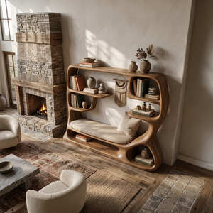 Organic Window Seat Bookcase For Cozy Reading Space