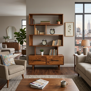 Minimal Natural Wood Bookshelf With Tiers For Home Decor