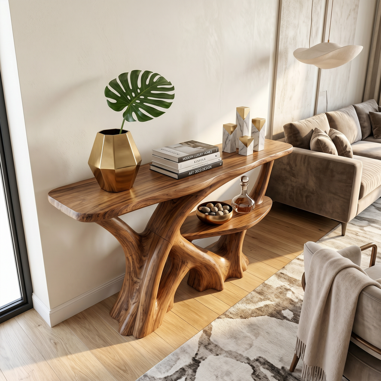 Organic Root Base Console Table Luxury Entryway