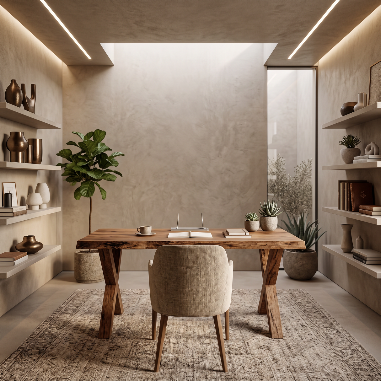 Modern Sculptural Live Edge Desk With Curved Legs For Studio