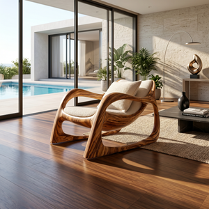Biophilic Organic Accent Chair Tropical Sunroom
