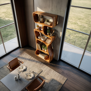 Modern Asymmetrical Bookshelf Reading Nook Display