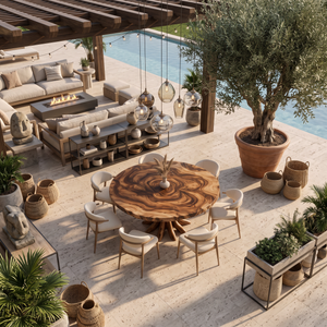 Organic Round Dining Table Inspired Tree Root Base For Dining
