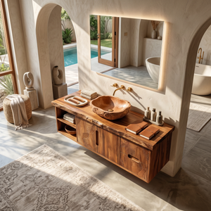 Modern Live Edge Bath Cabinet Garden Retreat