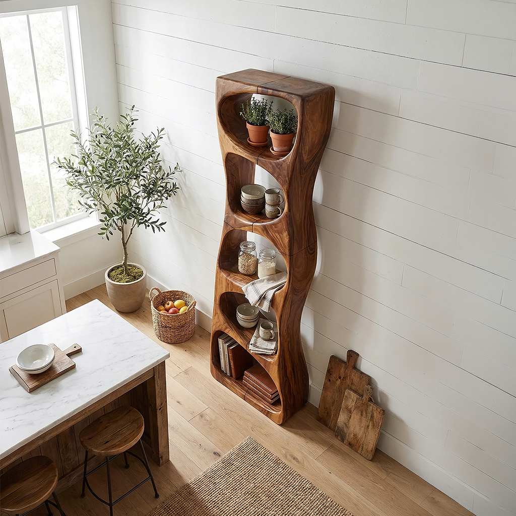 Minimalist Geometric Bookshelf Entryway Display