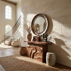 Modern Textured Edge Display Table For Contemporary Living Space