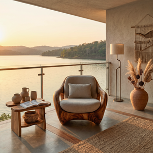 Artistic Organic Lounge Seating Open Carved Frame For Living Room
