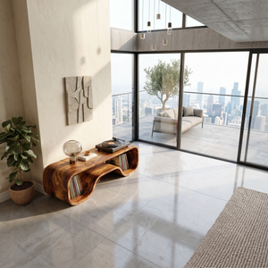 Organic Wave Turntable Stand Contemporary Living Room