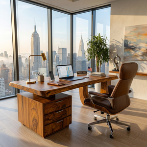 Minimalist Wooden Desk With Drawers For Home Workspace