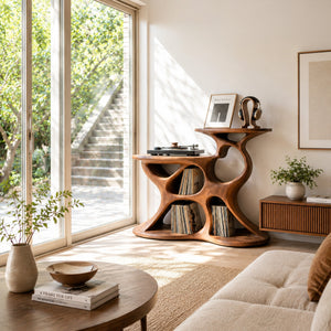 Modern Record Player Cabinet Sculptural Design For Living Room