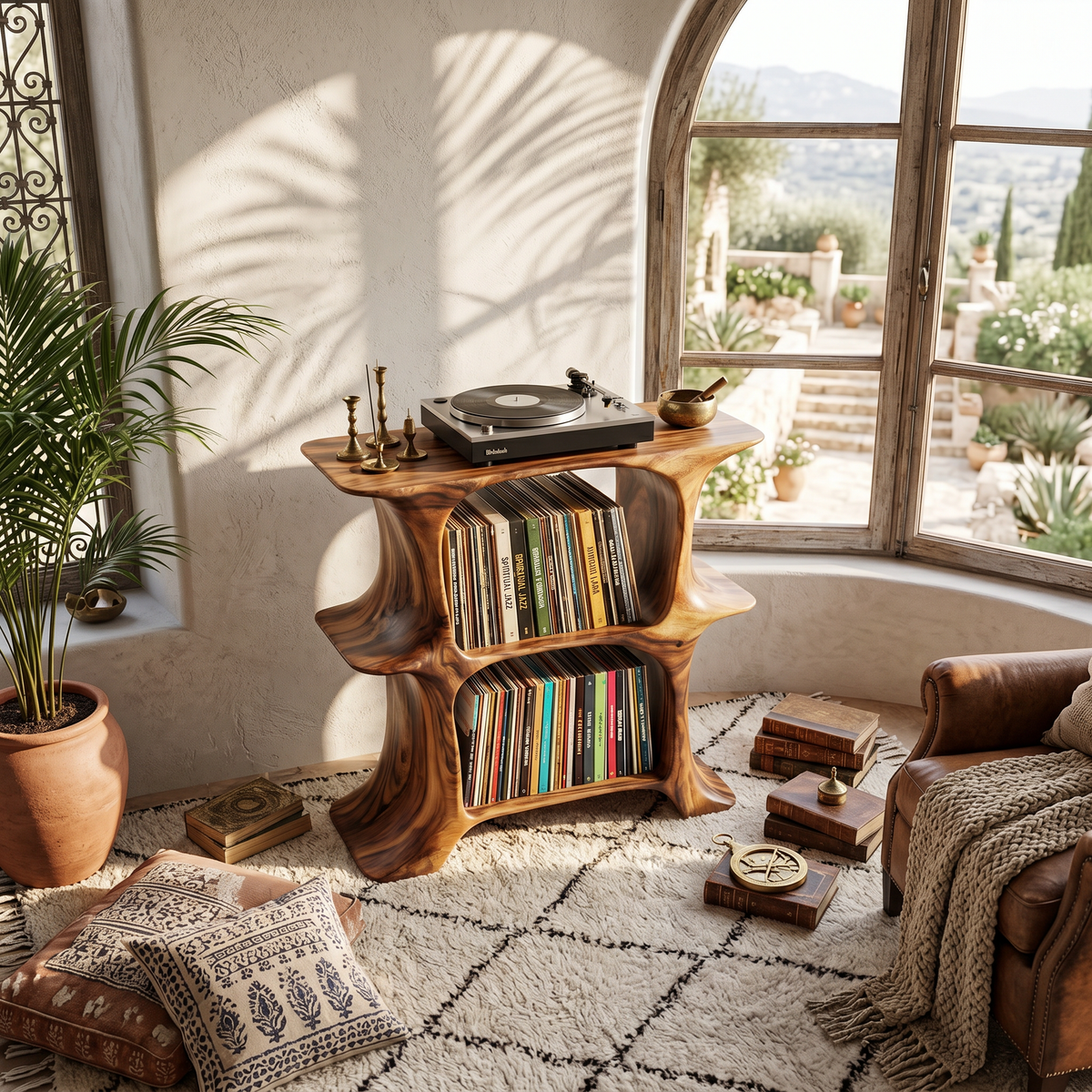 Rustic Record Stand Vintage Living Room Vibe
