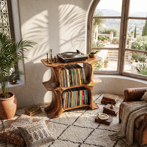 Rustic Record Stand Vintage Living Room Vibe