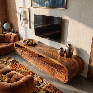 Luxury Monkeypod Media Console For Modern Interior