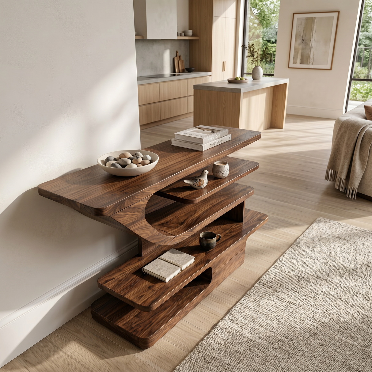 Modern Open Shelf Console Table Luxury Living Room