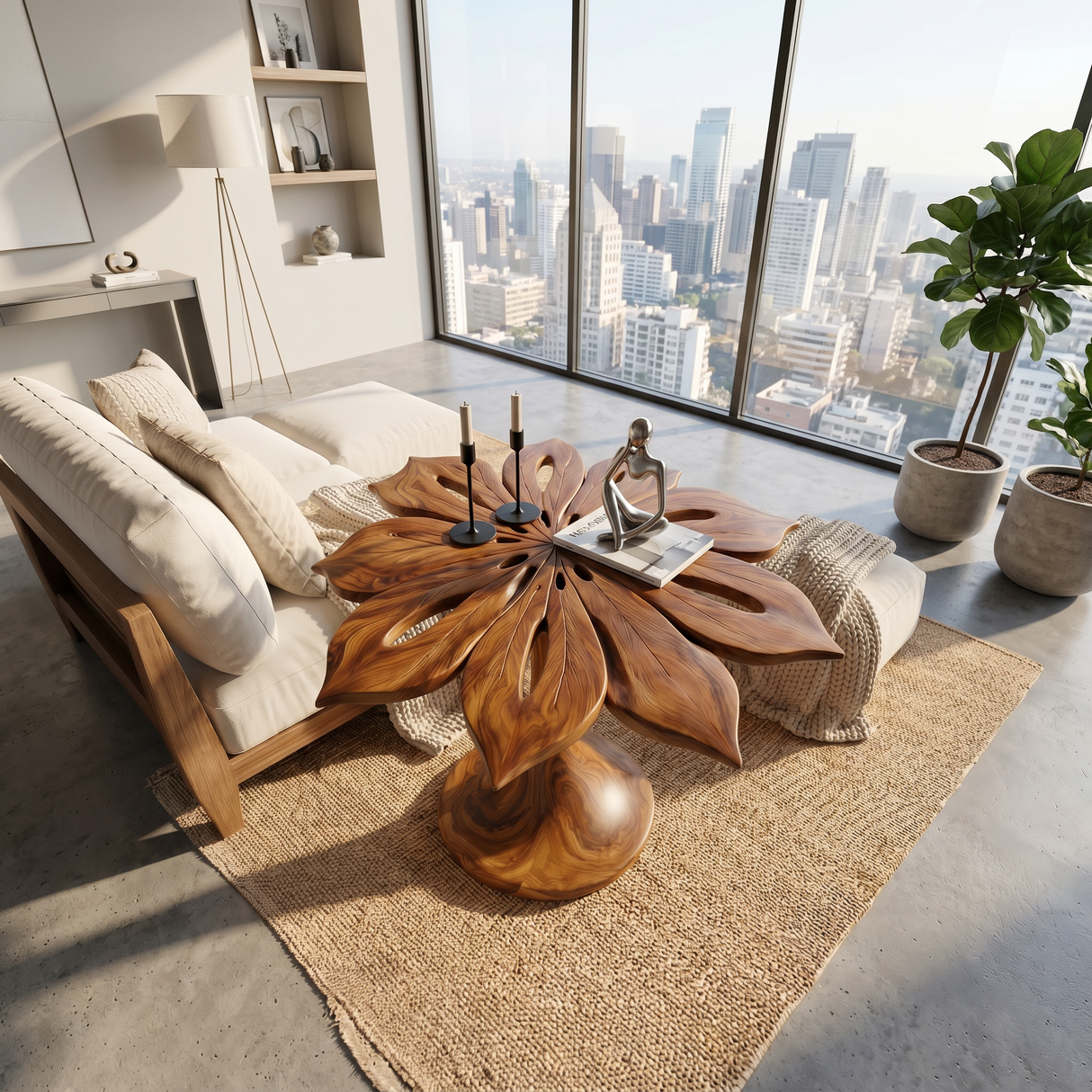 Organic Leaf Top Accent Table Luxury Living Room