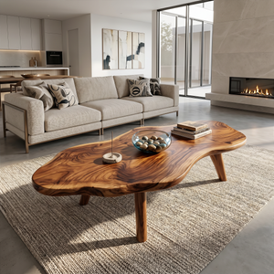 Mid Century Modern Live Edge Coffee Table For Living Room Look