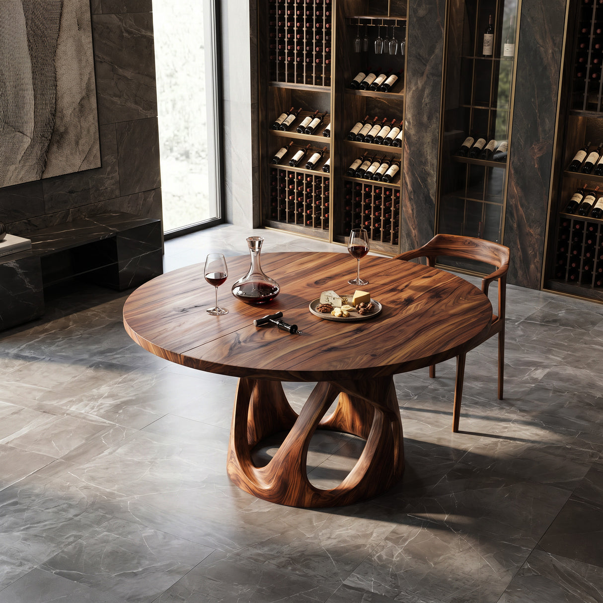 Modern Sculptural Leg Round Dining Table For Breakfast Nook
