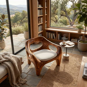 Modern Sculptural Natural Wood Accent Chair For Living Space