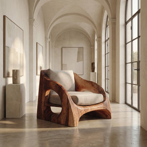 Mid Century Armchair With Sculptural Design For Living Room