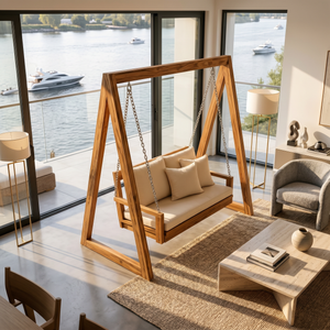 Luxury Wooden Swing Sofa Water Garden Retreat