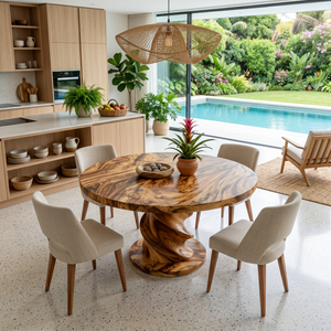 Sculptural Round Bistro Table For Tropical Dining Room