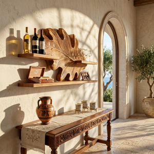 Farmhouse Wall Wine Rack For Hallway Beverage Accent Storage