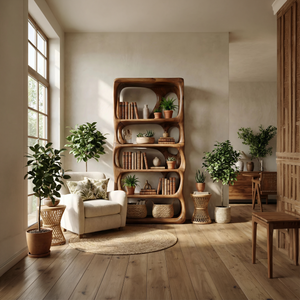Farmhouse Handcrafted Bookcase Storage Organizer For Living Room