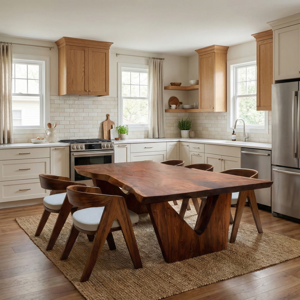 Organic Wabi Sabi Wooden Dining Table For Dining Room
