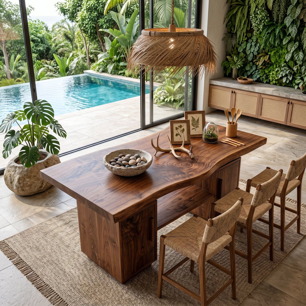 Modern Storage Dining Table For Garden Kitchen