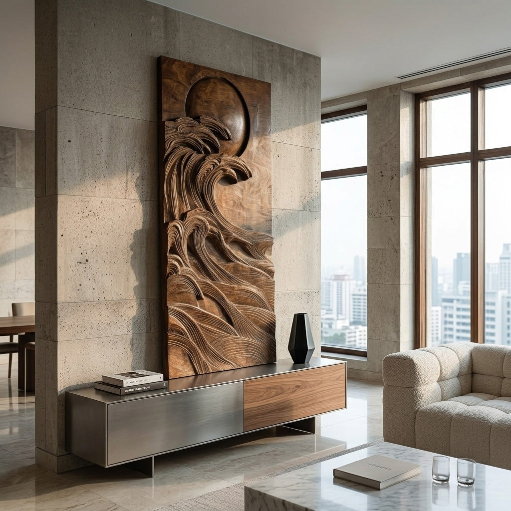 Modern Coastal Ocean Wave Wood Wall Art For Home Decor
