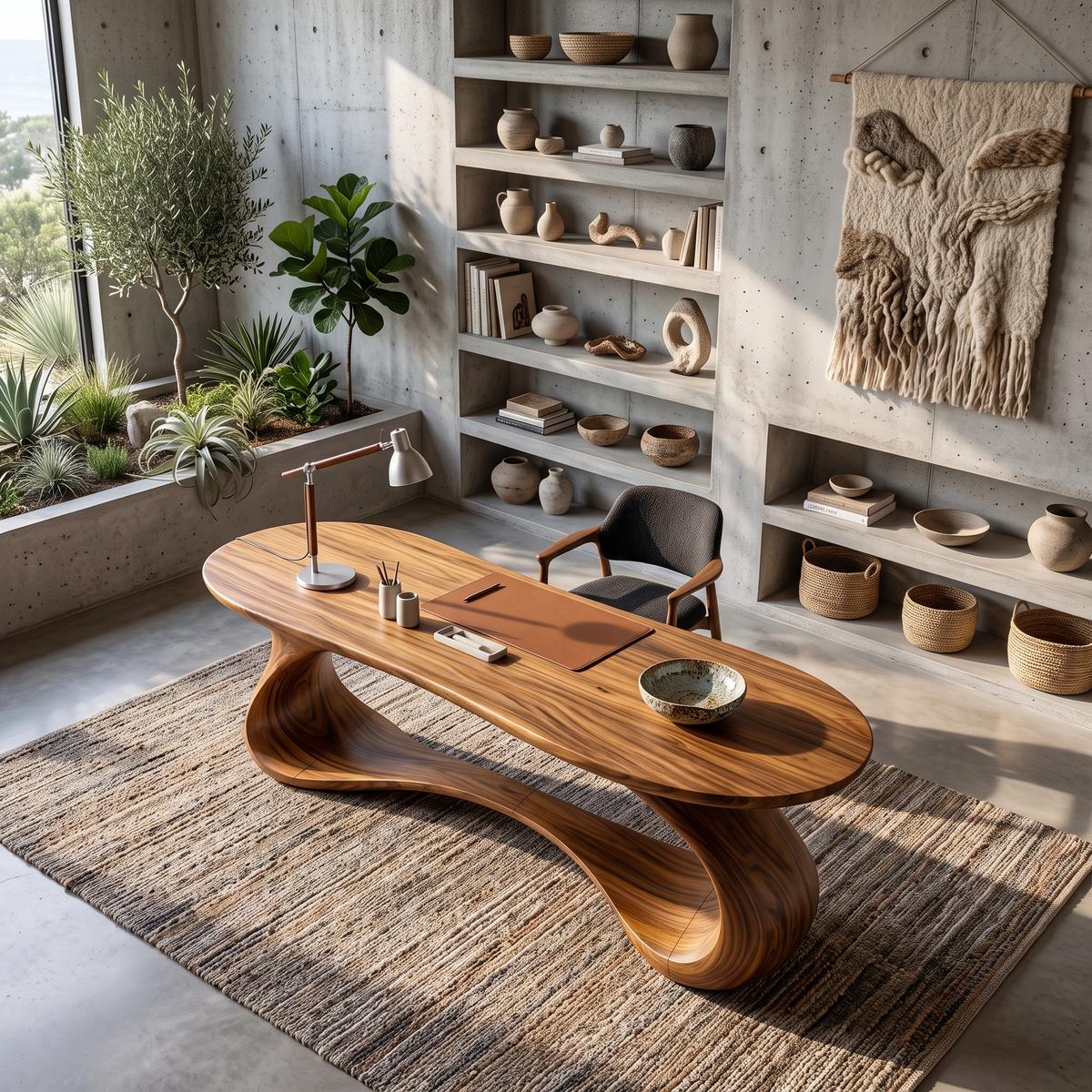 Rustic Sculptural Work Desk Living Room Studio