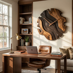 Elegant Sculptural Wooden Wall Clock For Living Room