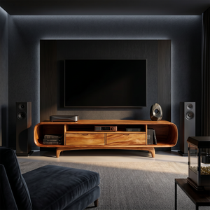 Rustic Walnut TV Cabinet For Lakeside Cabin Retreat