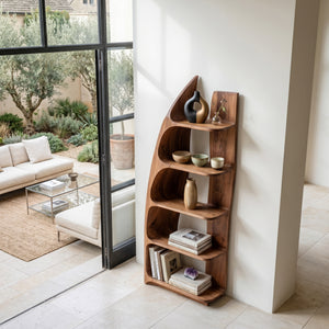 Organic Sculptural Wooden Standing Shelf For Hallway Decor