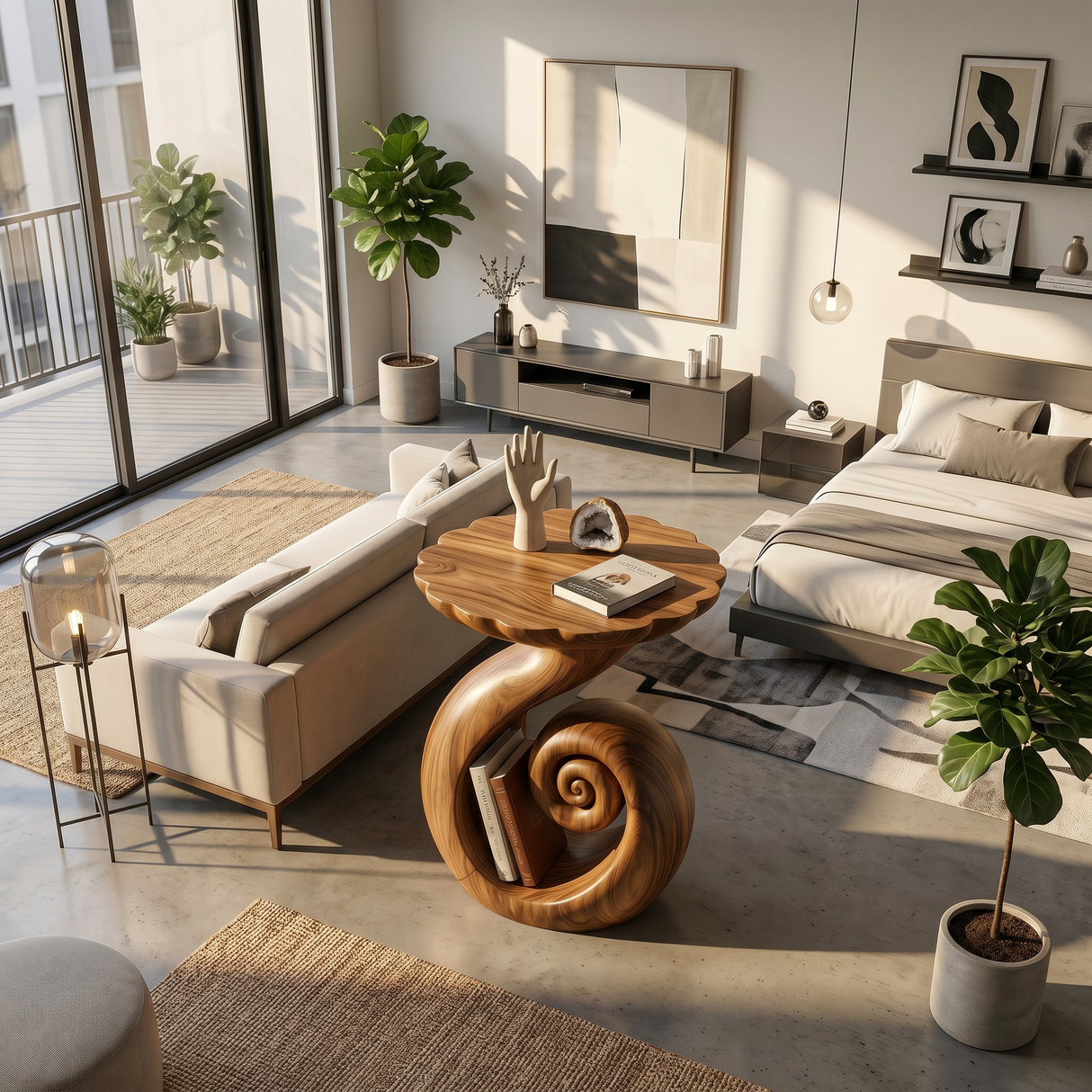 Organic Spiral Storage Side Table Resort Suite