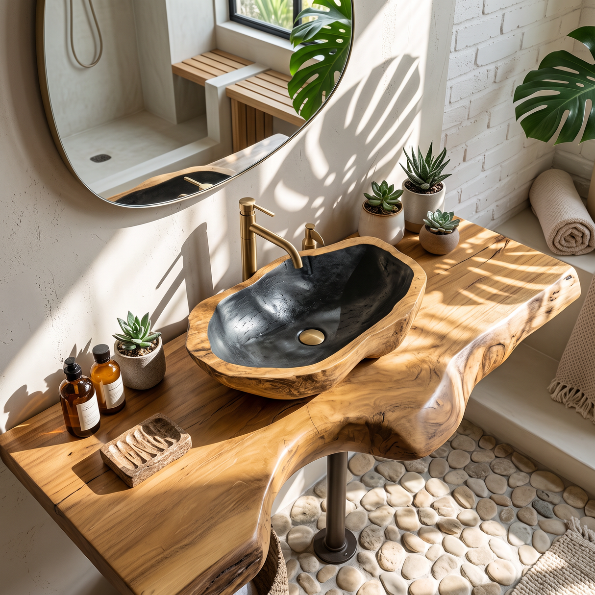 Solid Wood Sink Farmhouse Look For Bathroom Vanity Decor