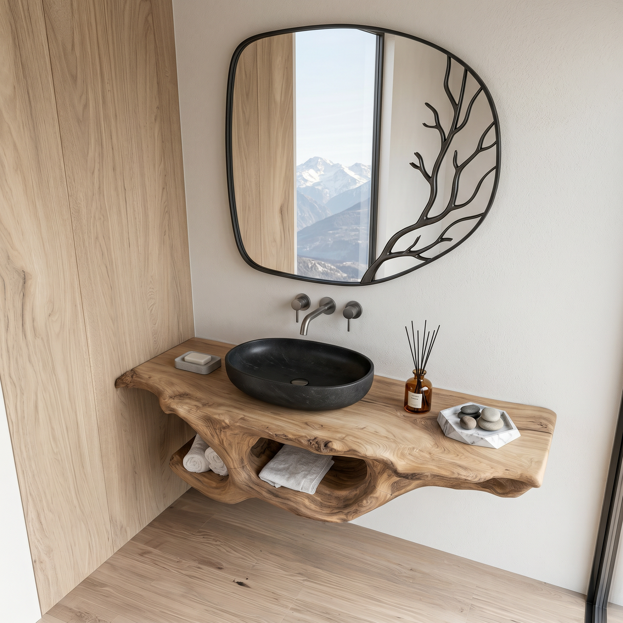 Organic Live Edge Floating Vanity Spa Retreat