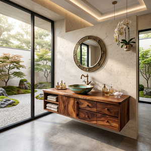 Mid Century Floating Vanity For Luxury Bathroom Interior
