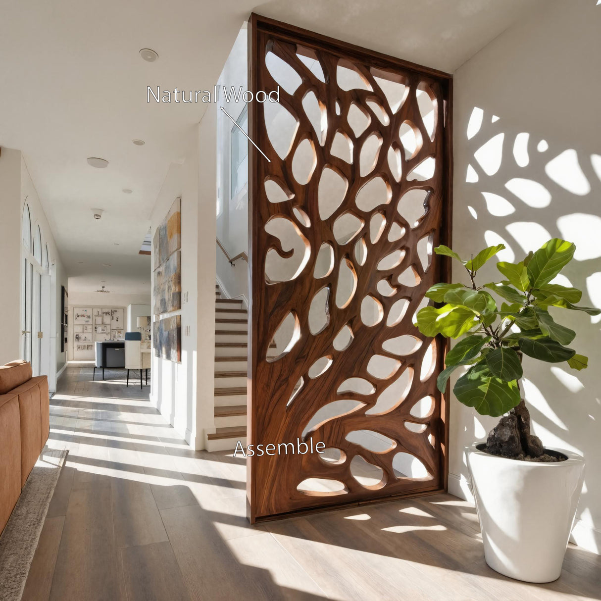 Modern Flowing Carved Divider For Living Room