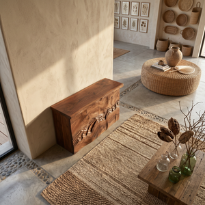 Minimalist Textured Edge Console Table For Studio Interior Design