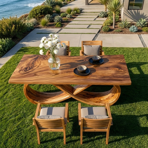 Modern Wooden Dining Table With Sculptural Base For Dining Room