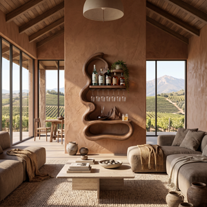 Mid Century Sculptural Wine Display For Dining Space
