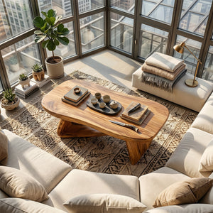 Modern Wooden Live Edge Coffee Table For Furniture Decor And Home Style