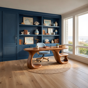 Modern Curved Shelf Desk Home Office Apartment