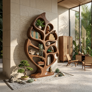 Organic Storage Bookshelf For Comfortable Reading Space